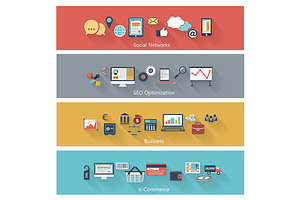 Set of concepts in flat design