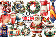 Retro 50s Christmas Clipart, an Illustration by Canvas Craft (Thumbnail 1 of 8)