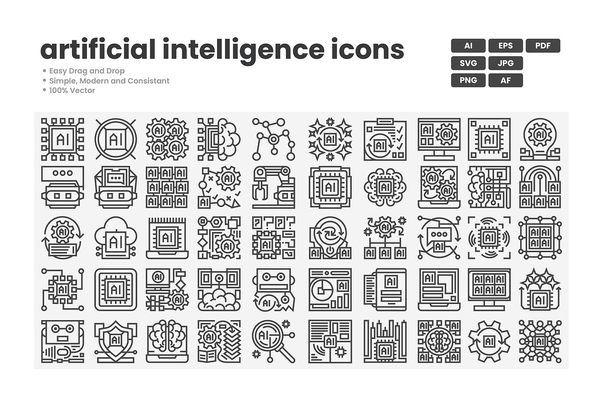 Ai Automation Icon Pack, an Outline Icon by erifqizeicon (Photo 2 of 3)