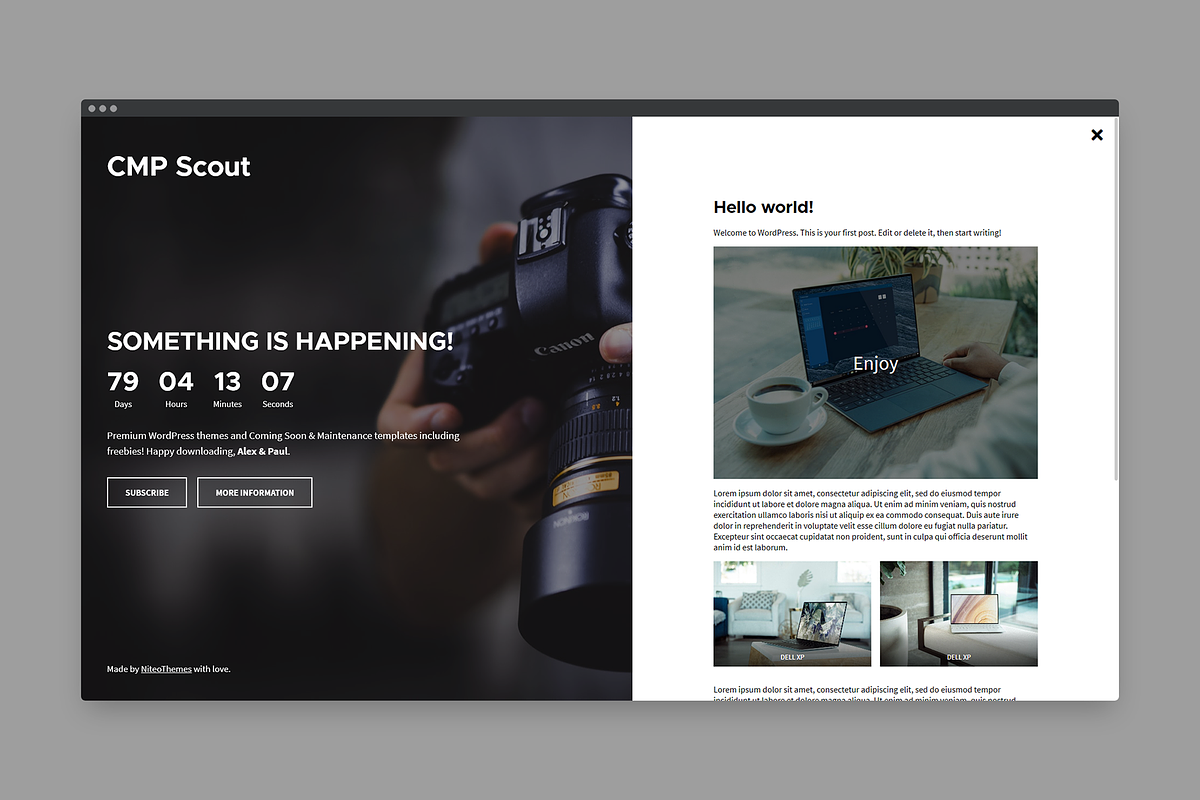 CMP Scout - Coming soon,Maintenance, a WordPress Template by NiteoThemes (Photo 2 of 4)