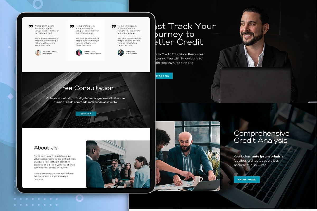 Credit Repair Canva Website Template, a Landing Page Template by Kromatic Design Studio (Photo 3 of 10)