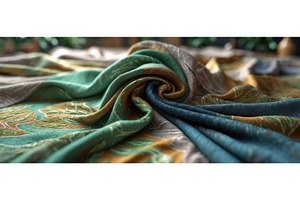 Close-up of colorful fabric with, an Illustration by tilialucida
