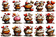 Whimsical Valentine Cupcake Clipart, an Illustration by OK Design (Thumbnail 3 of 6)