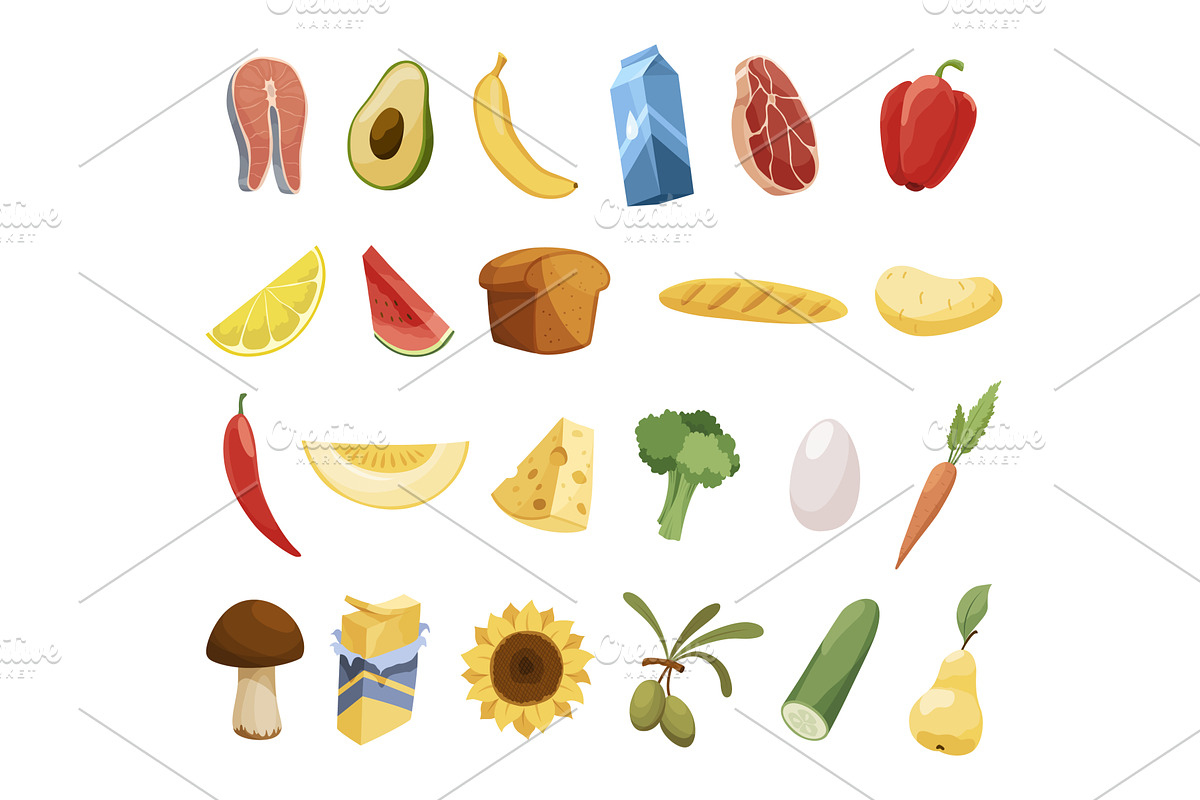 Colorful Collection of Fresh, a Food Illustration by Things for designers