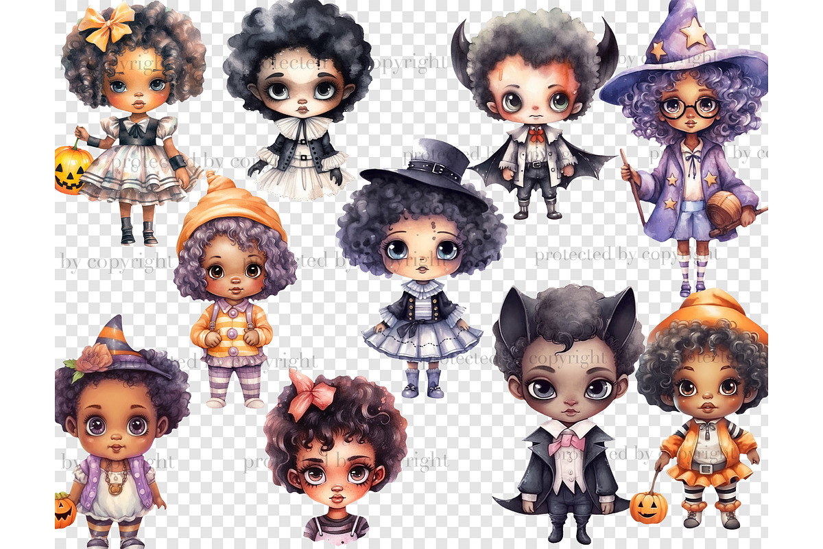 Cute Halloween Clipart Collection, a Person Illustration by GlamArtZhanna (Photo 5 of 5)