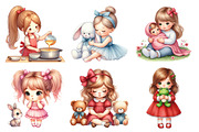 Cute Girl Cliparts, an Illustration by Daily.Designs (Thumbnail 6 of 6)
