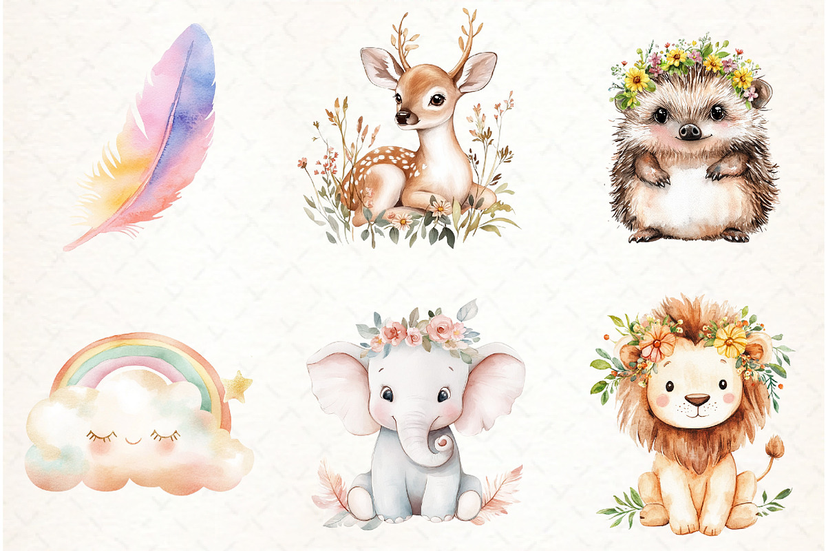 Boho Baby Doodles Sublimation Clipar, an Illustration by Watercolor design (Photo 3 of 4)