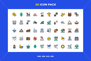 50 Nature icons, an Outline Icon by Wencory