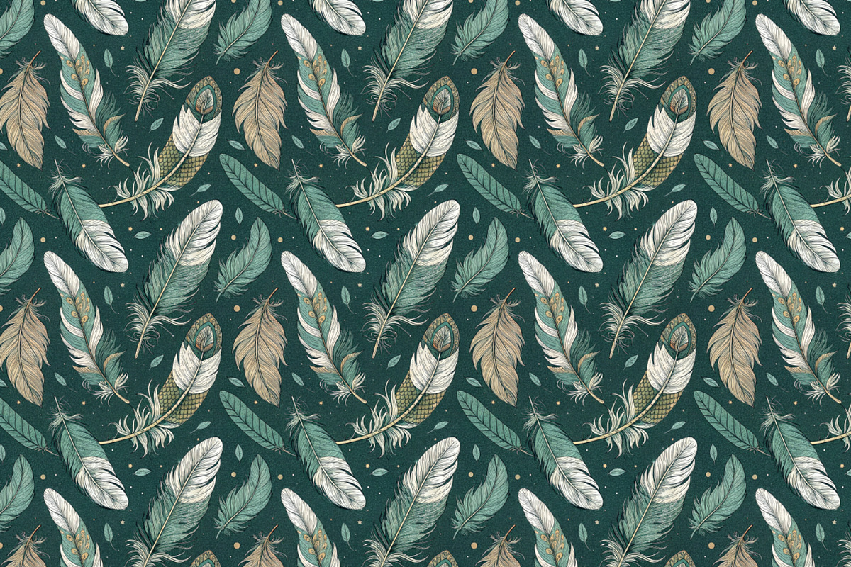 Seamless Patterns Ethereal Feathers, a Pattern Graphic by Designs by Helen Trupak (Photo 7 of 8)