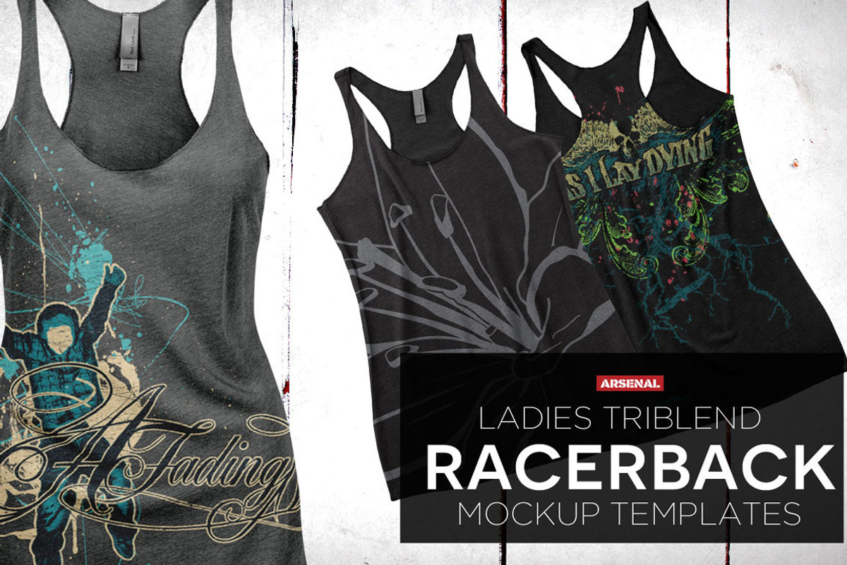 Ladies Tri Racerback Tank Mockups, a Product Mockup by Go Media's Arsenal (Photo 1 of 2)