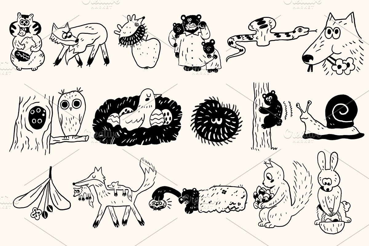 Ink Forest: Botanicals & Characters, an Animal Illustration by Schumacher Shop (Photo 4 of 19)
