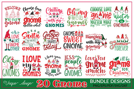 Christmas Gnome Tshirt Design Bundle