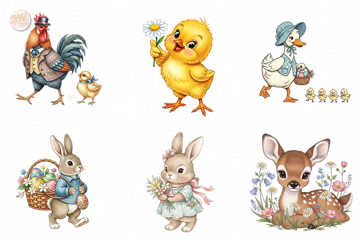 Vintage Easter PNG Clipart Bundle., an Object Illustration by KennedyStudio (Photo 3 of 5)
