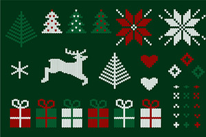 Christmas Knitted Elements, EPS, PNG