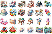 Cute Retro Summer Clipart, an Illustration by Sublimation Artist (Thumbnail 2 of 6)