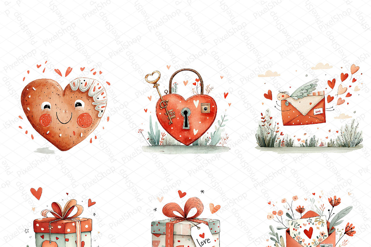 Cute Valentines Clipart Bundle, an Illustration by DreamPrint404 (Photo 5 of 6)
