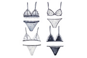 Lace Black Lingerie Set, an Object Illustration by Natikka Art (Thumbnail 2 of 3)