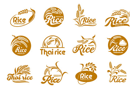 Rice icons, organic grain food, an Illustration by Vector Tradition