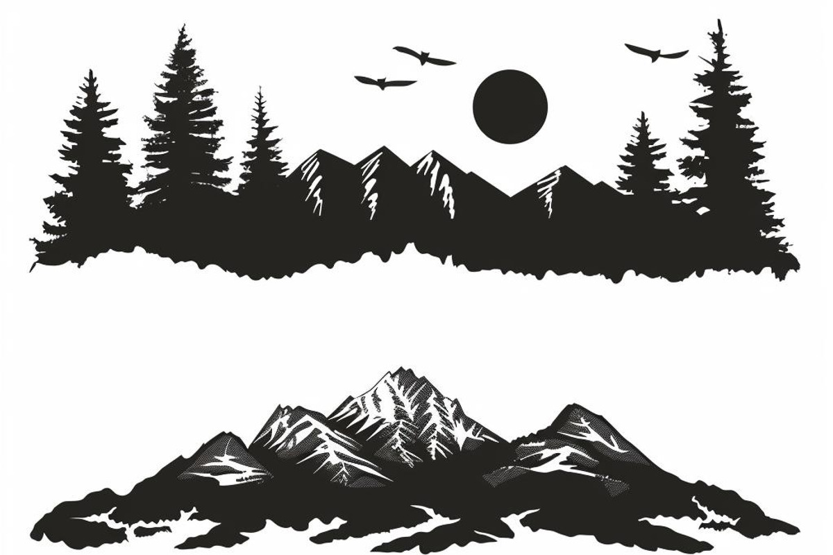 Majestic Mountain and Tree Vector Bu, a Graphic by balal (Photo 3 of 8)