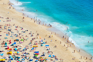 People at beach aerial view featuring beach, aerial, and view