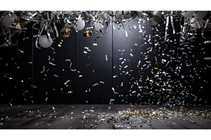 shimmering silver happy new year ai, a Food & Drink Photo by pikepicture
