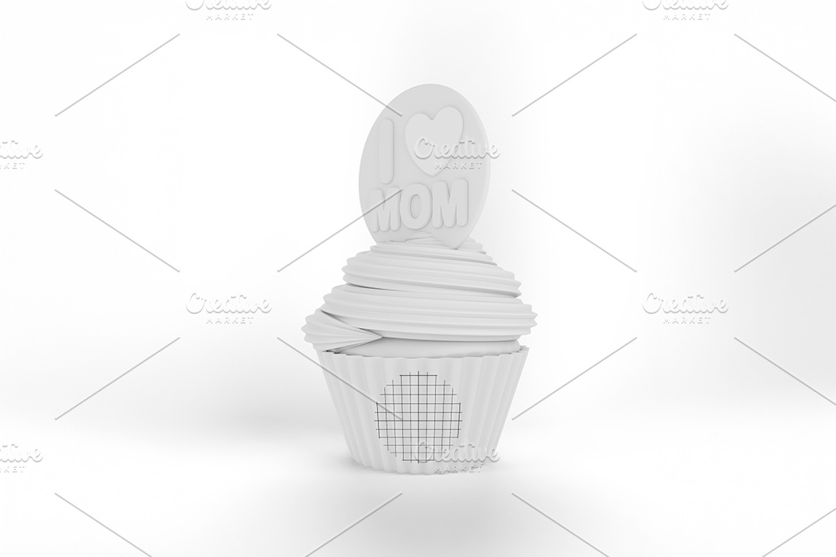 Cartoon I Heart Mom Cupcake Mockup, a Merchandise Mockup by Qaleb Studio (Photo 1 of 2)