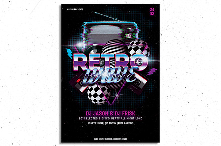 Retro Party Flyer Template, a Flyer Template by Hotpin