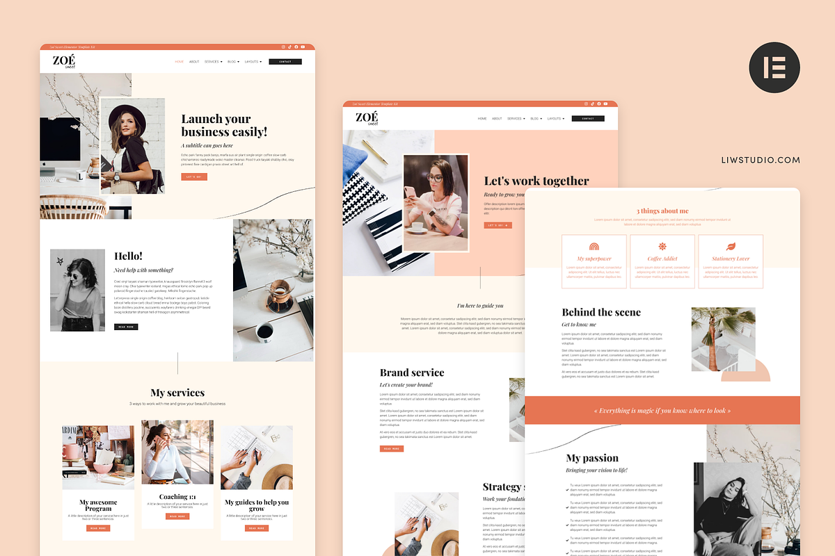 Feminine WordPress Theme Elementor, a WordPress Template by Liw studio (Photo 2 of 8)