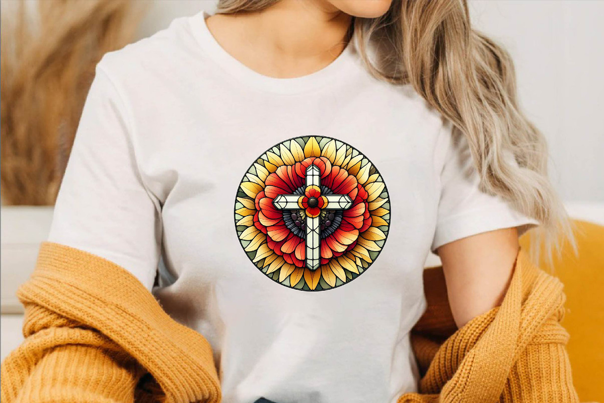 Poppy & Cross Faux Stained Glass, an Illustration by SVGArt (Photo 6 of 7)