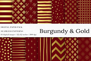 Burgundy Gold Digital Paper