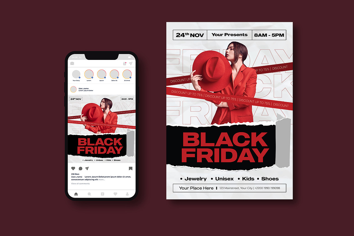Black Friday Sale Flyer, a Flyer Template by iDoodle Studio