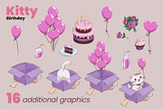 White Kitty Birthday collection, an Animal Illustration by moja doodle (Thumbnail 3 of 4)