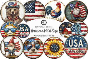 American Rustic Round Metal Sign PNG, an Illustration by SinaCreation