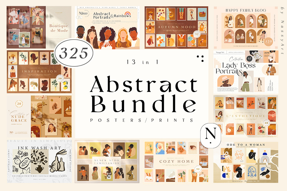 Abstract Bundle Posters Prints 325+, a Decorative Illustration by NassyArt (Photo 1 of 15)