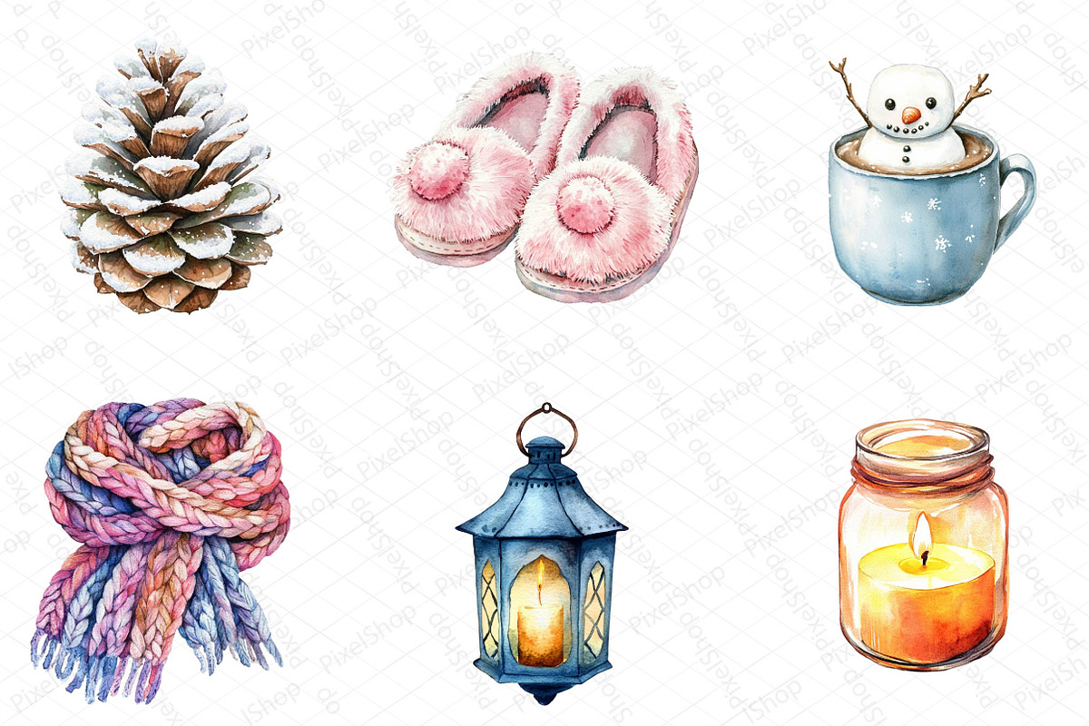 Watercolor Winter Cozy Clipart, an Illustration by DreamPrint404 (Photo 3 of 7)