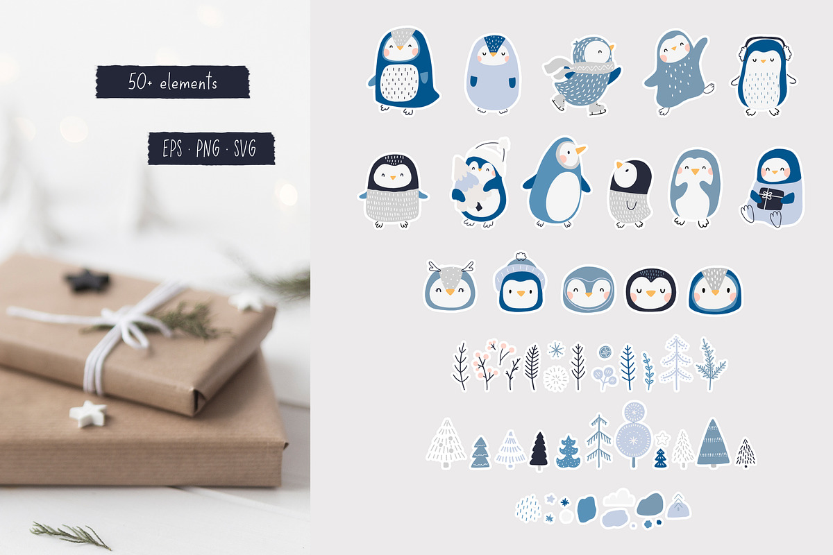 Penguins.Christmas collection, an Animal Illustration by AfonshinaArt (Photo 4 of 9)