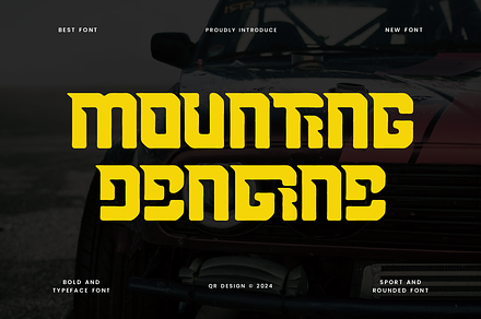 Mounting Dengine Automotive-Car Font, a Serif Font by QR Design Studio