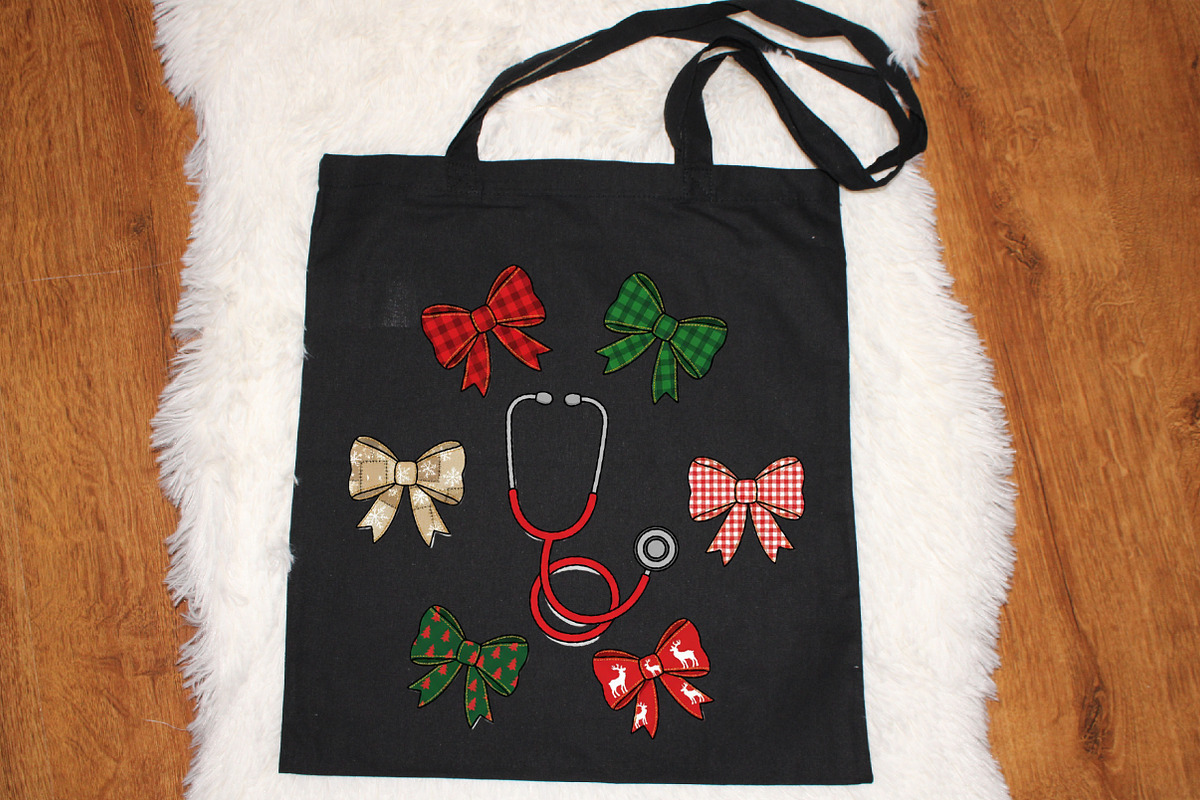 Patchwork Christmas Nurse Bow Png, an Illustration by SinaCreation (Photo 2 of 7)