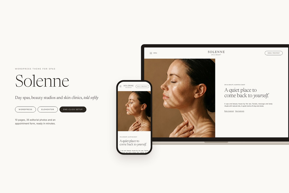 Solenne Spa & Beauty WordPress Theme, a WordPress Template by Tomasz Ganclerz (Photo 1 of 19)