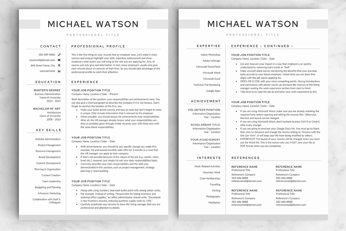 Resume/CV - The Watson, a Resume Template by CreativeLandStudio (Photo 4 of 10)