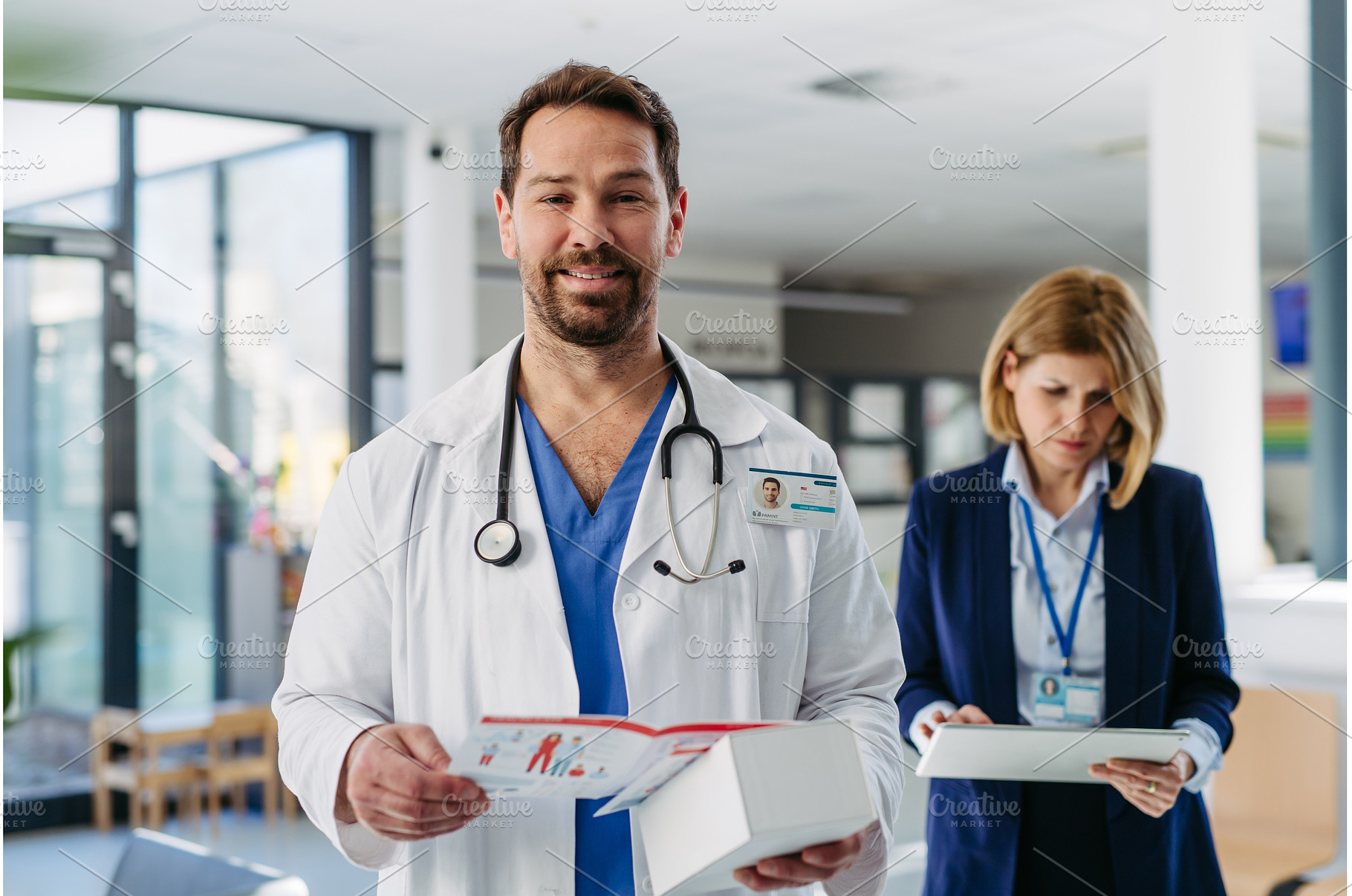 Handsome doctor and pharmaceutical, a Business Photo by HalfPoint