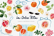 Watercolor Clipart - LA DOLCE VITA, a Decorative Illustration by Beigetime (Thumbnail 1 of 13)