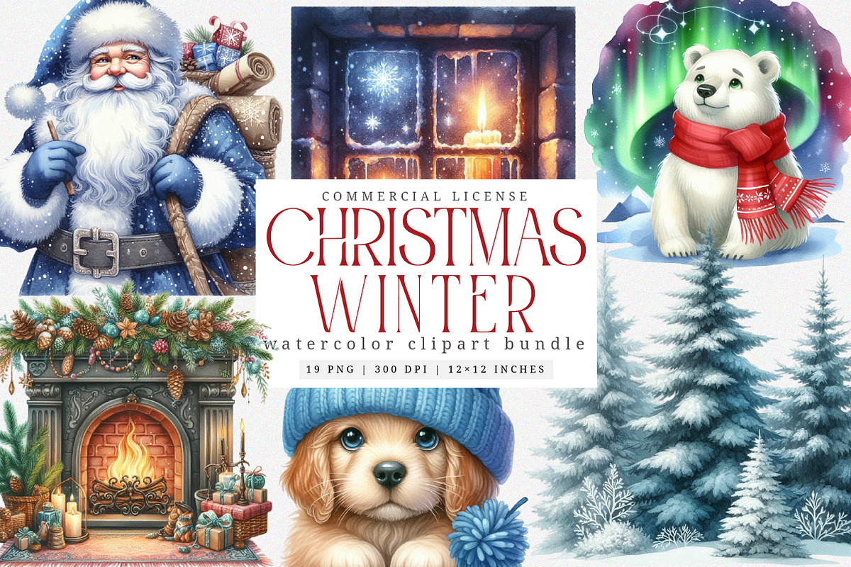 Watercolor Winter Clipart Bundle, an Illustration by SinaCreation (Photo 1 of 7)