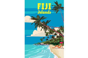 Travel Poster Fiji Tropical Islands