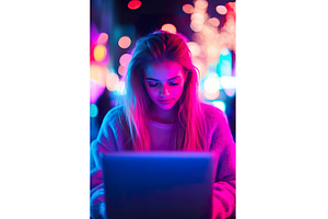Young Adult Woman Typing on a Laptop, a Technology Photo by Lermont51