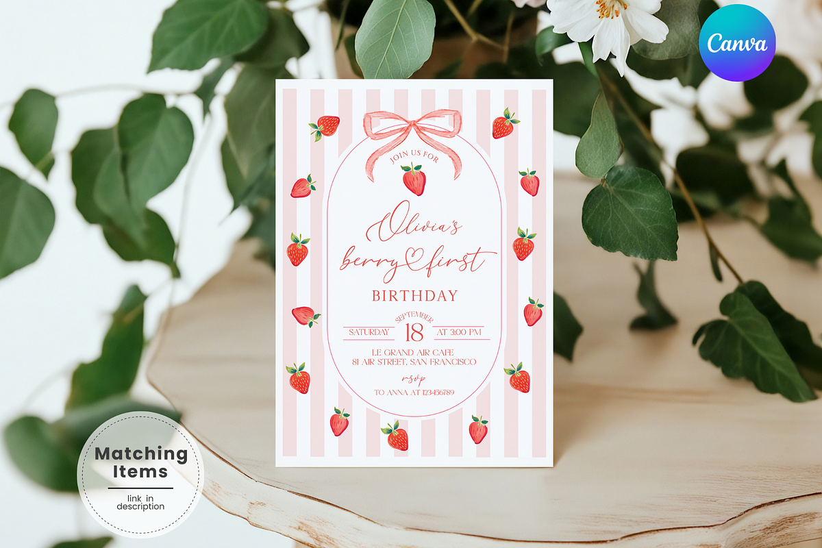 Berry First Birthday Invitation, an Invitation Template by Digital_Mind