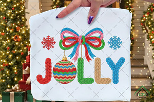 Faux Yarn Christmas Png Holly Jolly, an Illustration by Craft Nest