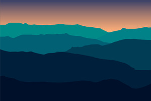 mountains in the fog