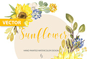 -50% Vector Watercolor Sunflower, an Illustration by Babysbreath/Dandelionery (Thumbnail 2 of 2)