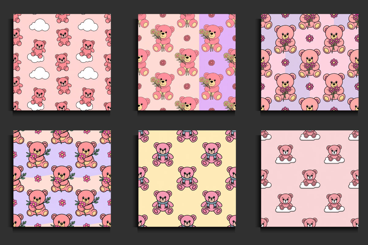 50 Pink Teddy Bear Patterns, a Pattern Graphic by protabsorkar11 (Photo 2 of 4)